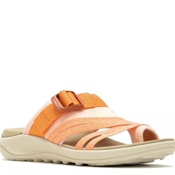 Merrell District 4 Post Sandals Toe Loop Slip On Wedge Peach Size 8 NEW - Picture 1 of 7